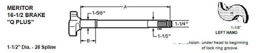 CAMSHAFT LH 1-1/2 28 SPL 24.125 Q+ BRKCS5510 for heavy trucks 