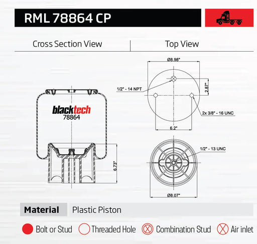 AIR SPRING AIR BAG ROLLING LOBE BTC8864 for heavy trucks 